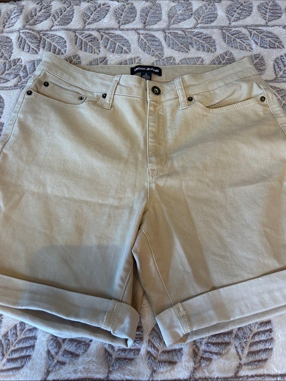 Dkny Light Cream Rolled Hem Bermuda Shorts
